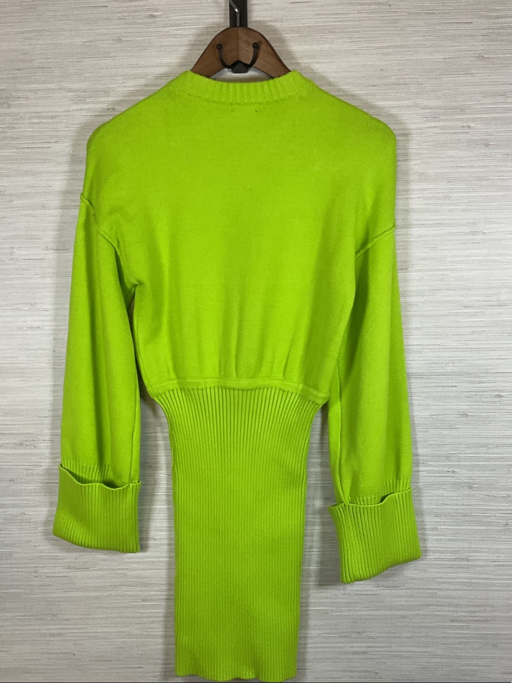 NBD Imani Fold Over Cuff Mini Dress Electric Green NWT Small Neon - Picture 10 of 10